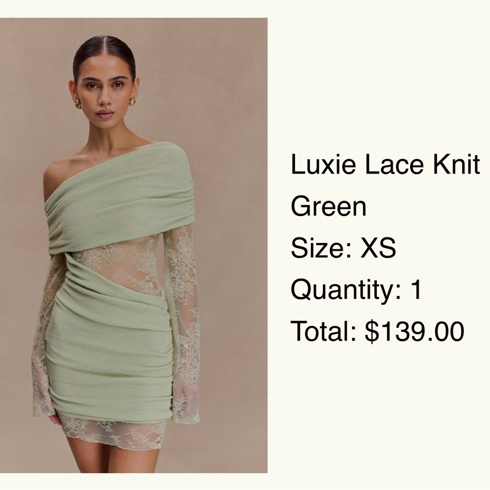 Meshki One Shoulder Lace Dress - Light Green